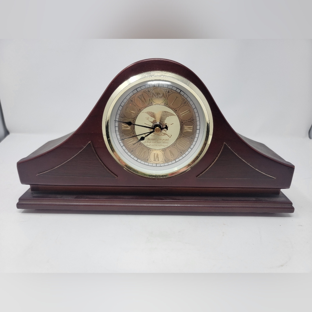 Official Wood NRA Hinged Pennington Gun Concealment Wood Mantel Clock